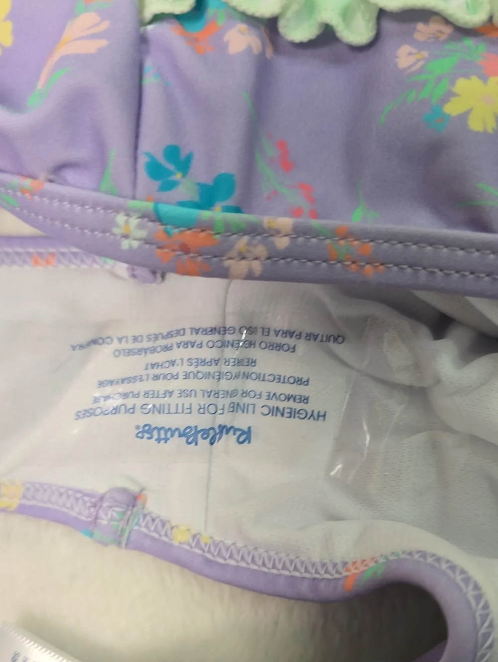 Ruffle Butts Ruffle Tankini Set - Mint Stripe & Lavender Floral Size 7 Nwt